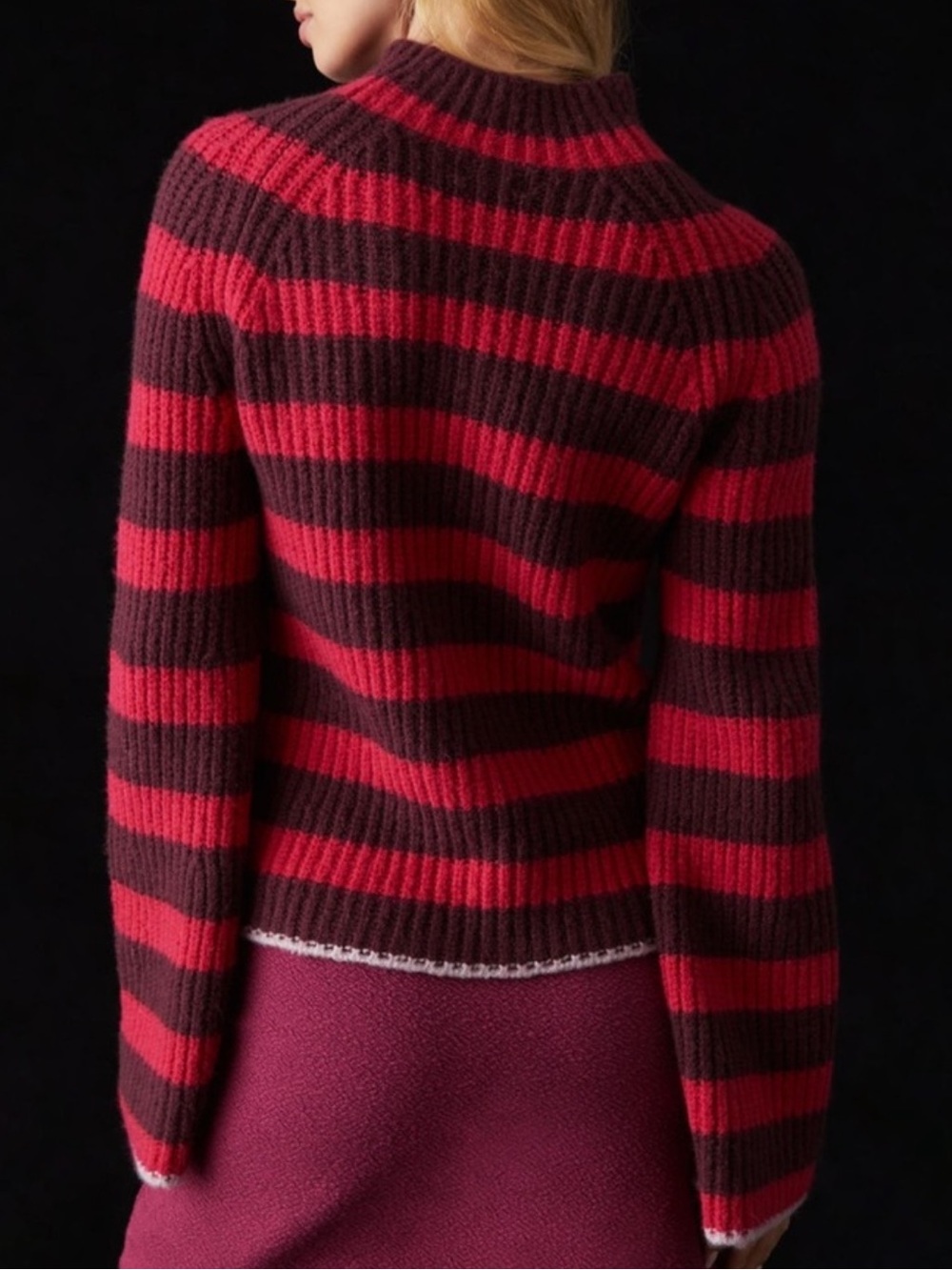 Anthropologie Maeve Stripe Wool & Yak Blend Turtleneck Sweater - size Medium - Picture 3 of 11